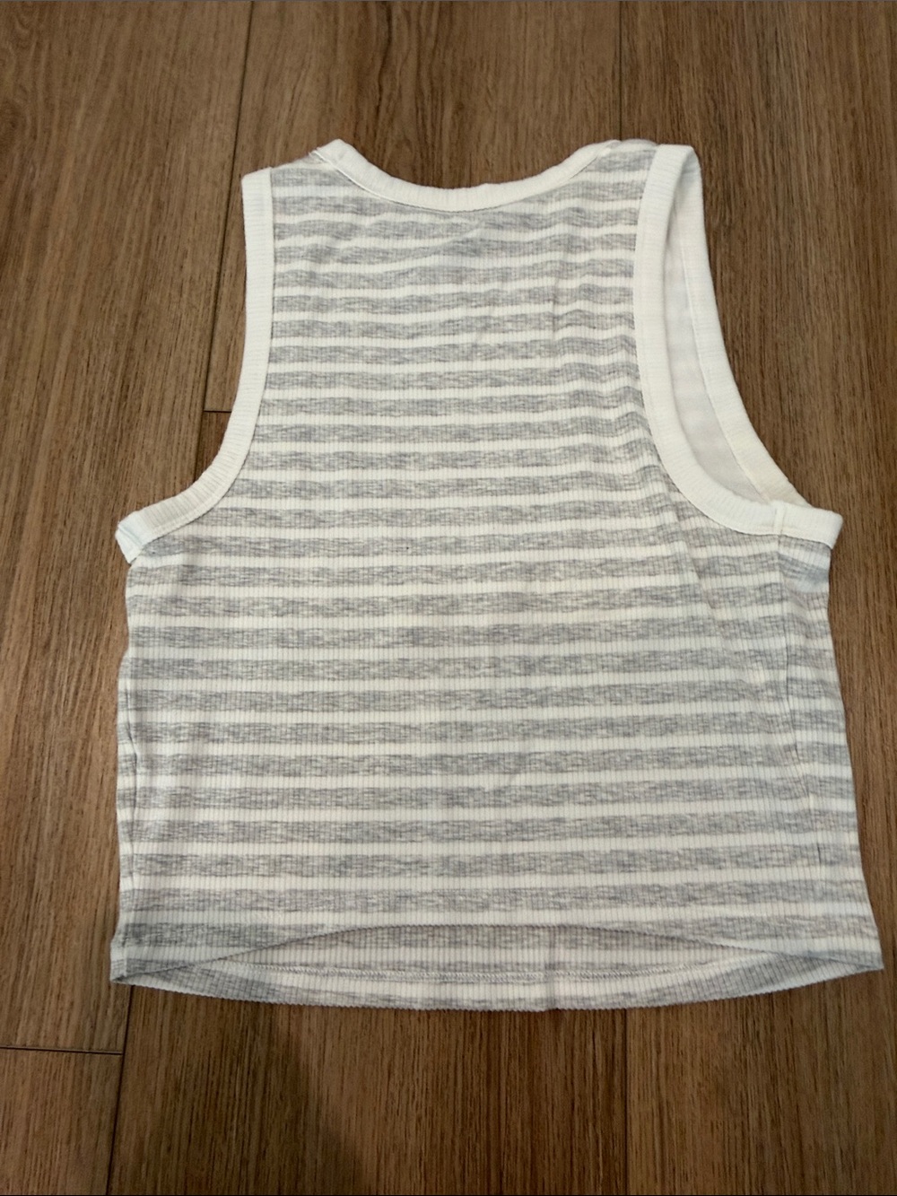 Offline by Aerie Striped Sleeveless Ribbed Tank Top - White & Light Gray - Picture 4 of 4